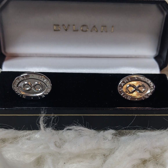 BULGARI Silver cuff links NEVER WORN - Picture 1 of 3